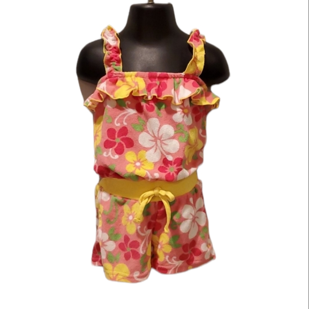 Steve Swim Yellow and Pink Terrycloth Coverup